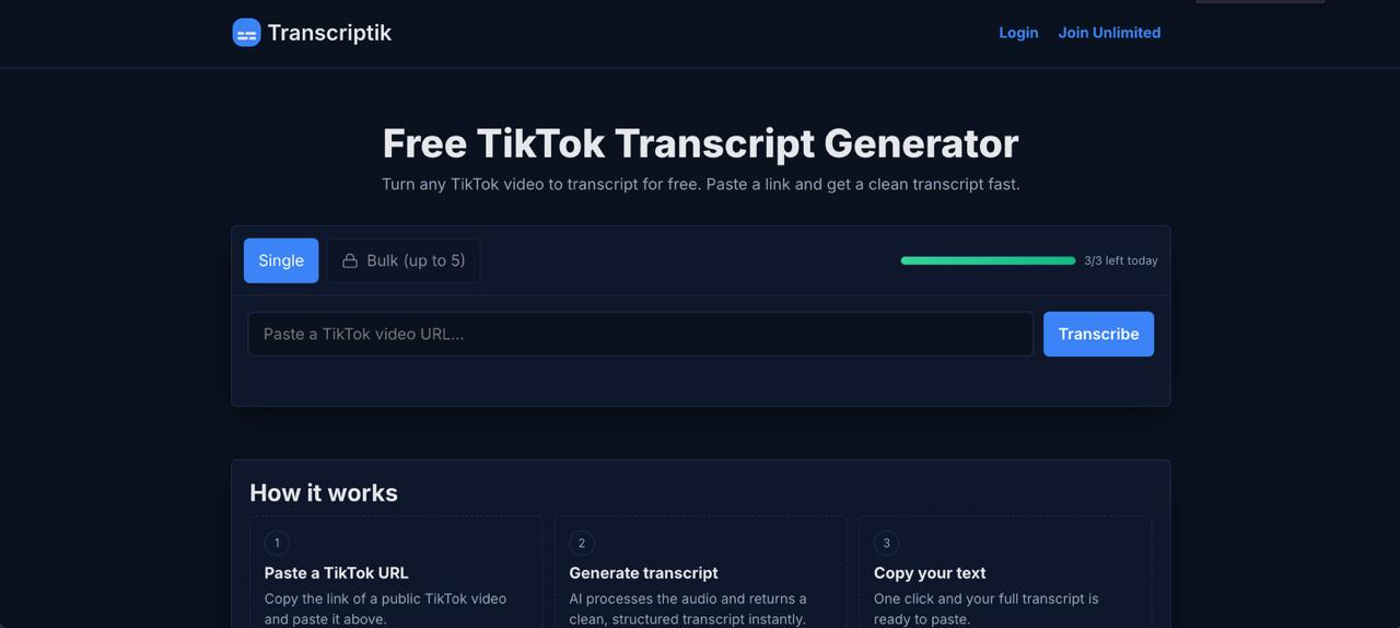 Transcriptik product screenshot