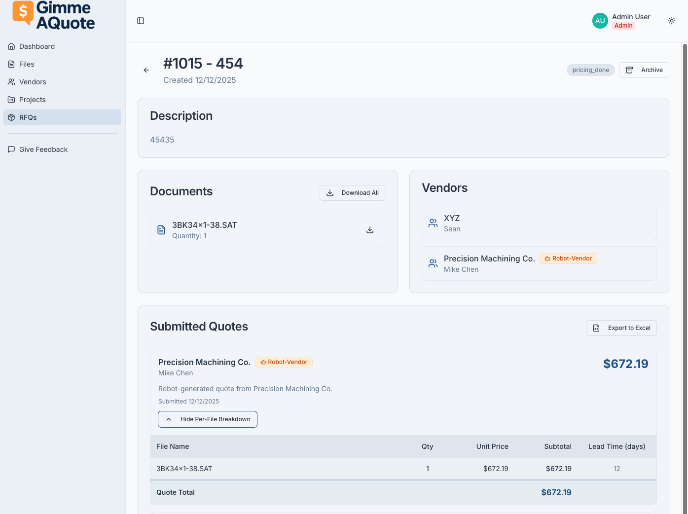 Gimme-A-Quote product screenshot