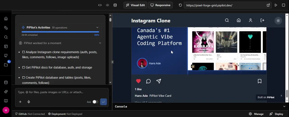 PiPilot product screenshot