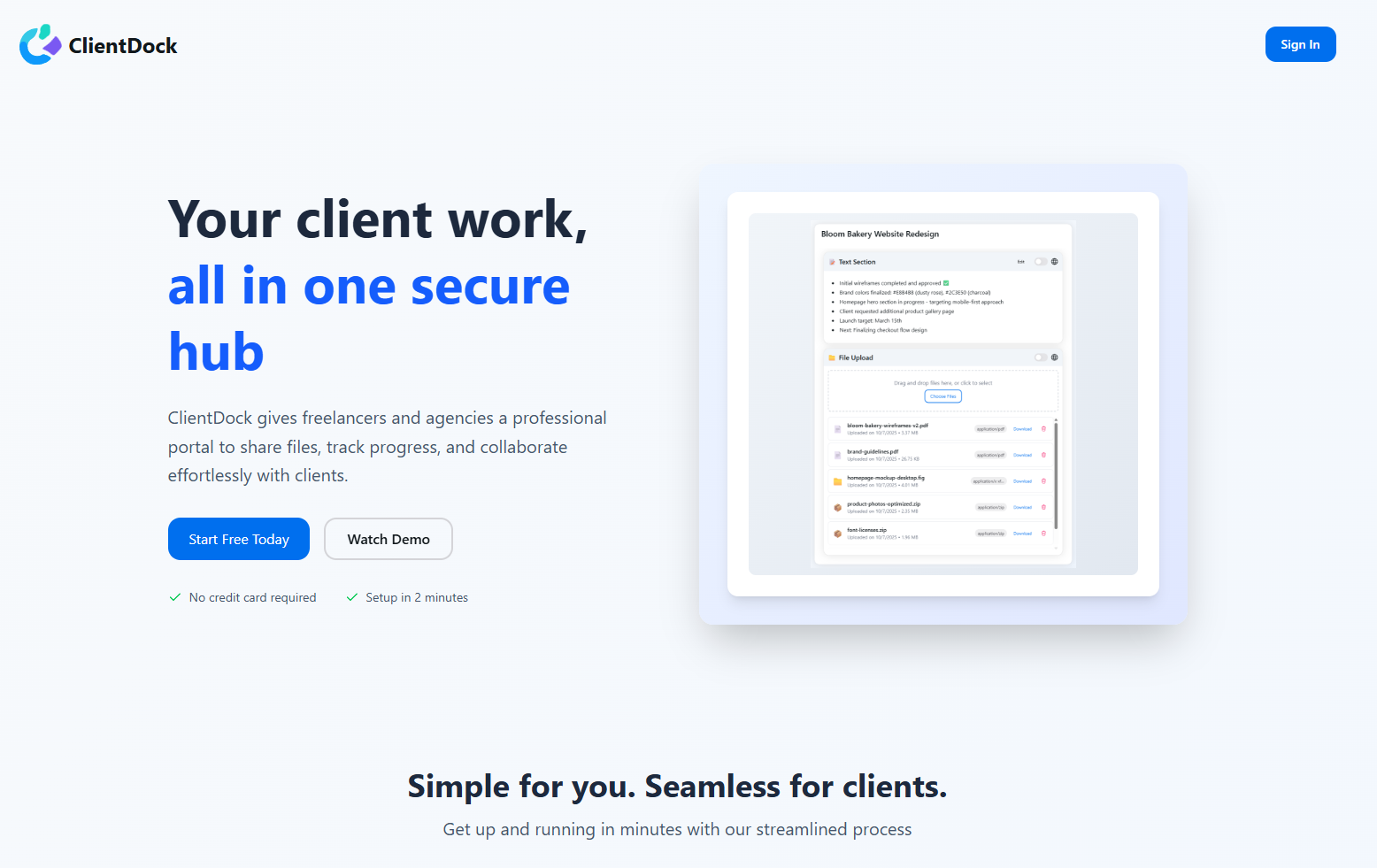ClientDock product screenshot
