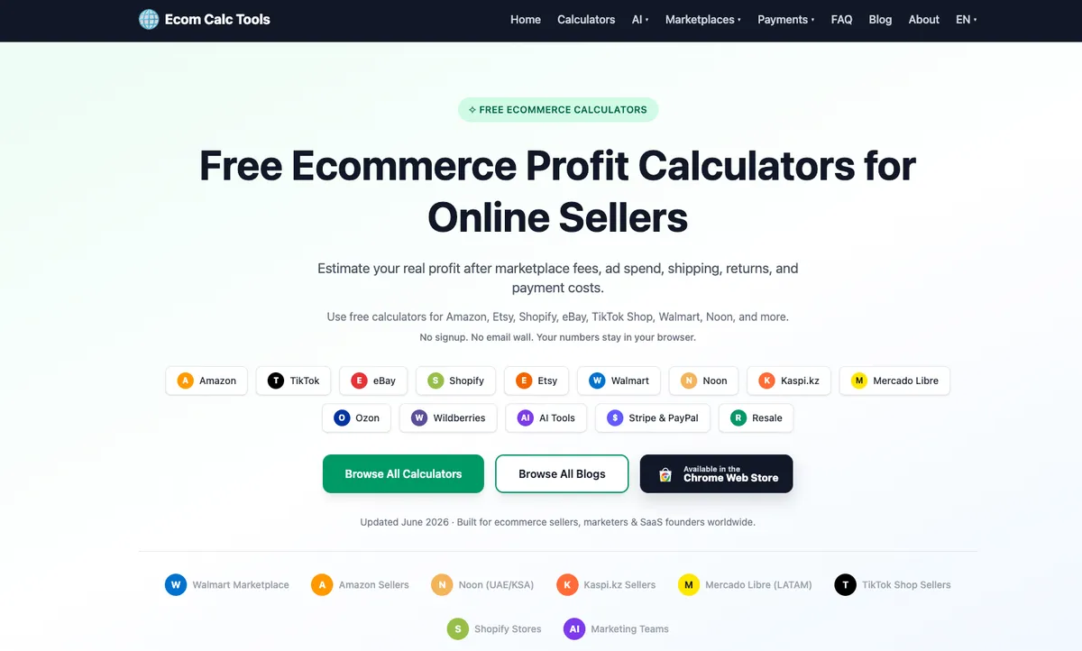 Ecom Calc Tools product screenshot