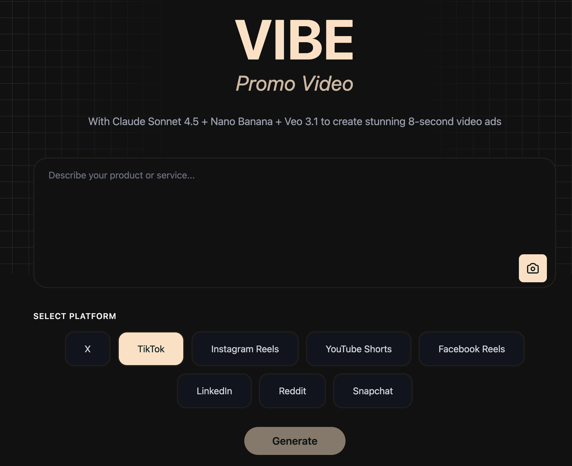 VIBE Promo Video Agent for TikTok & More product screenshot