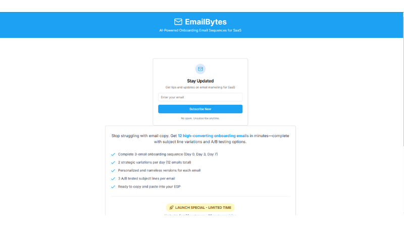 EmailBytes product screenshot