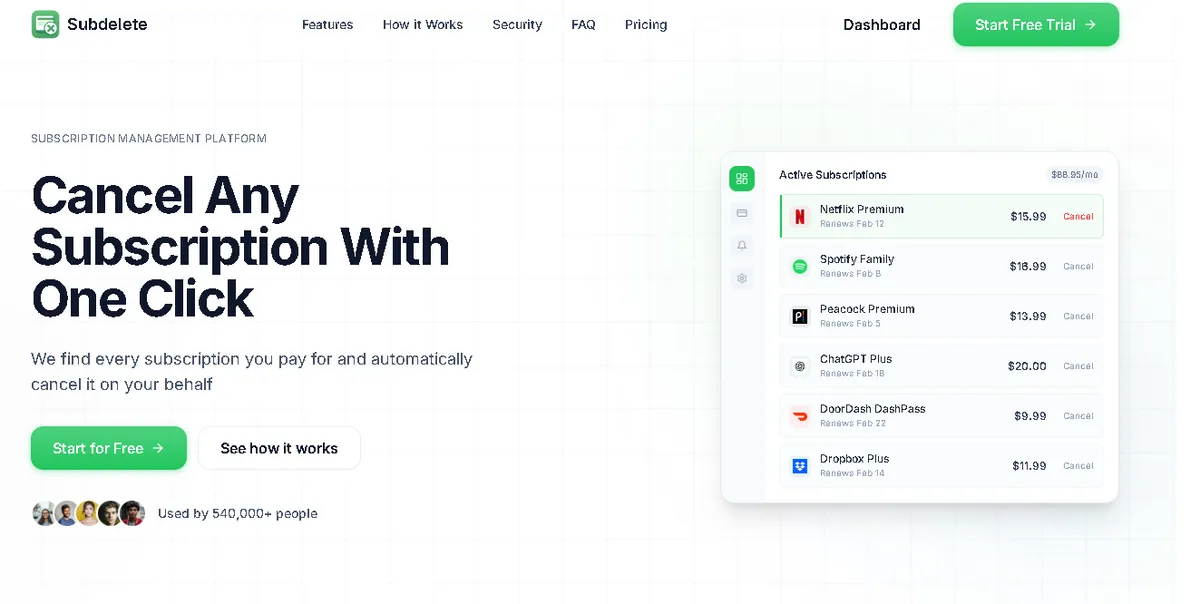 Subdelete product screenshot