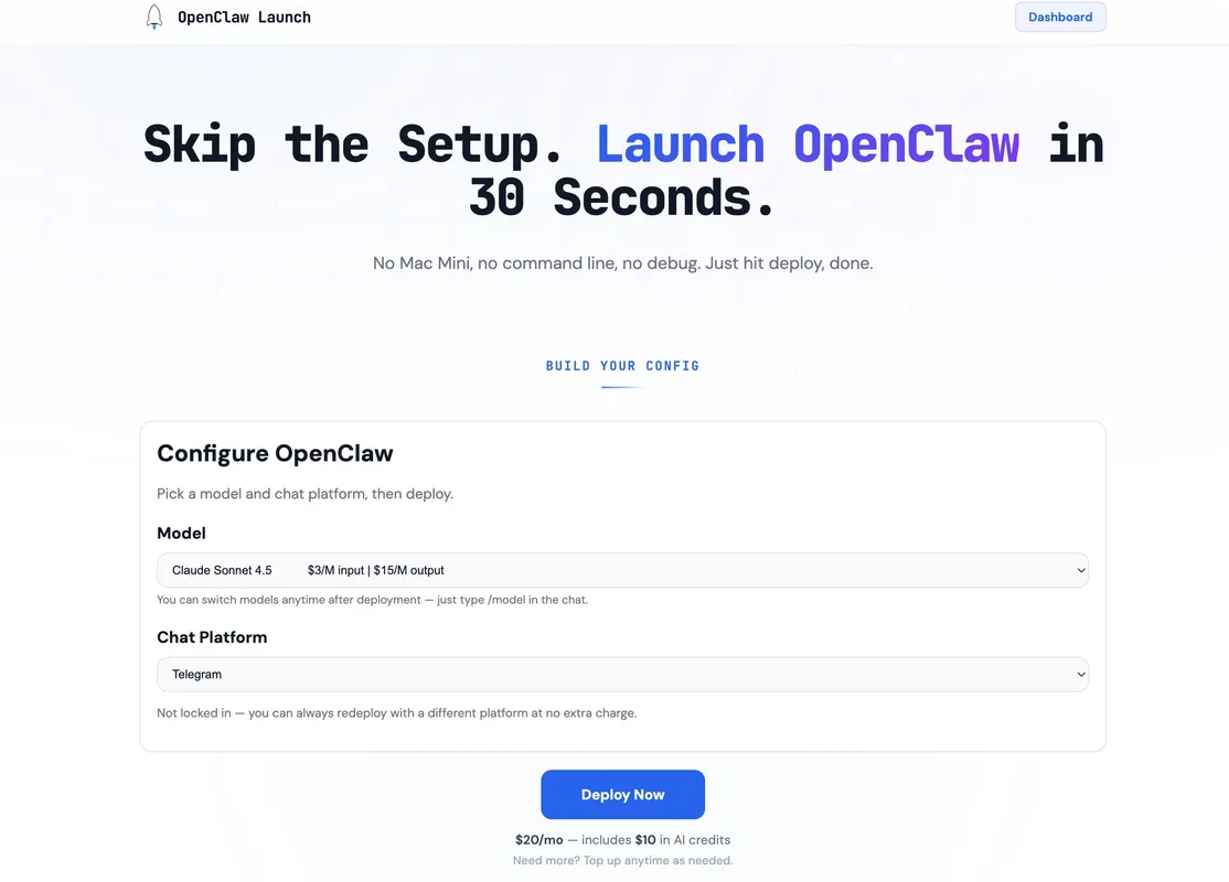 OpenClaw Launch product screenshot