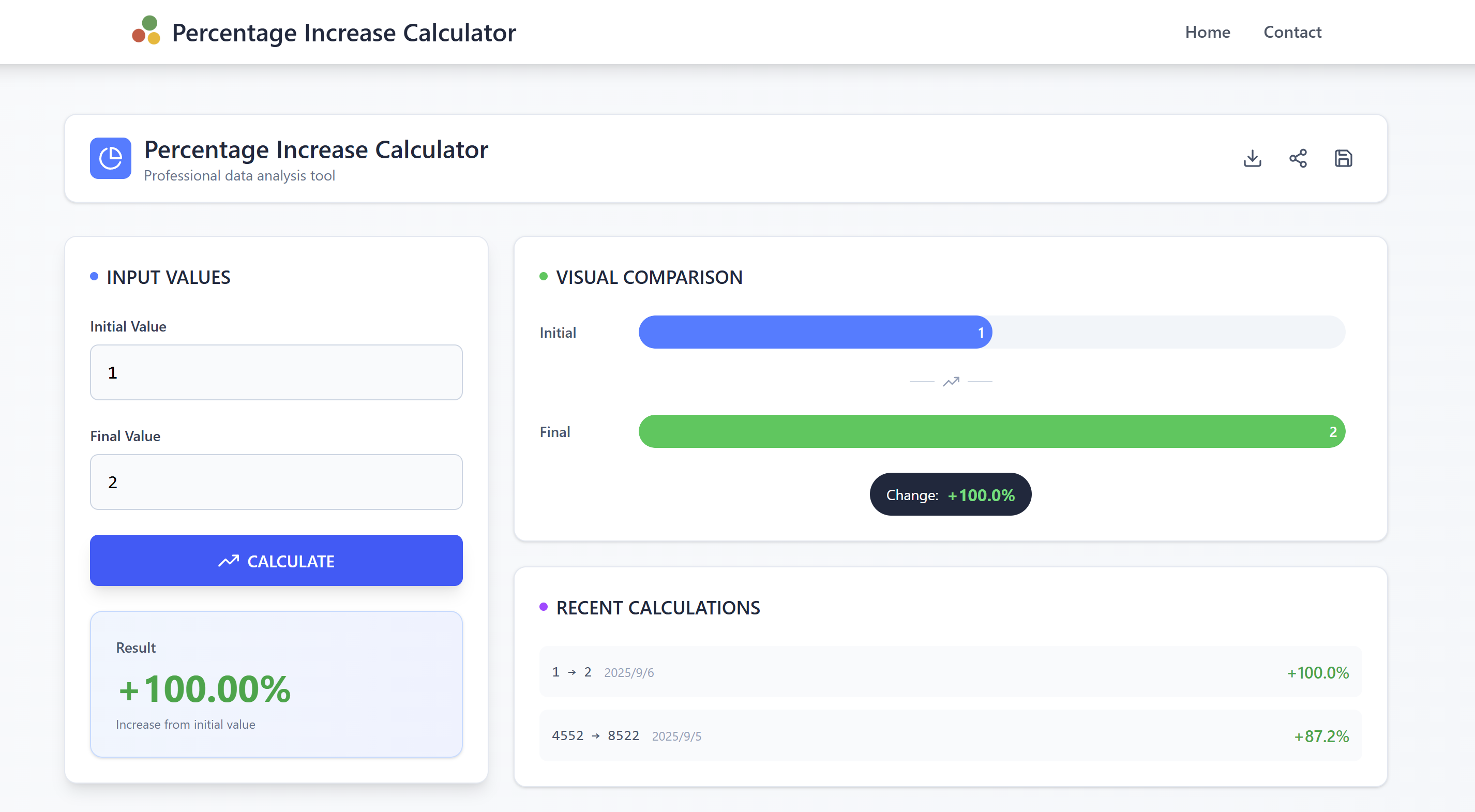 Percentage Increase Calculator product screenshot
