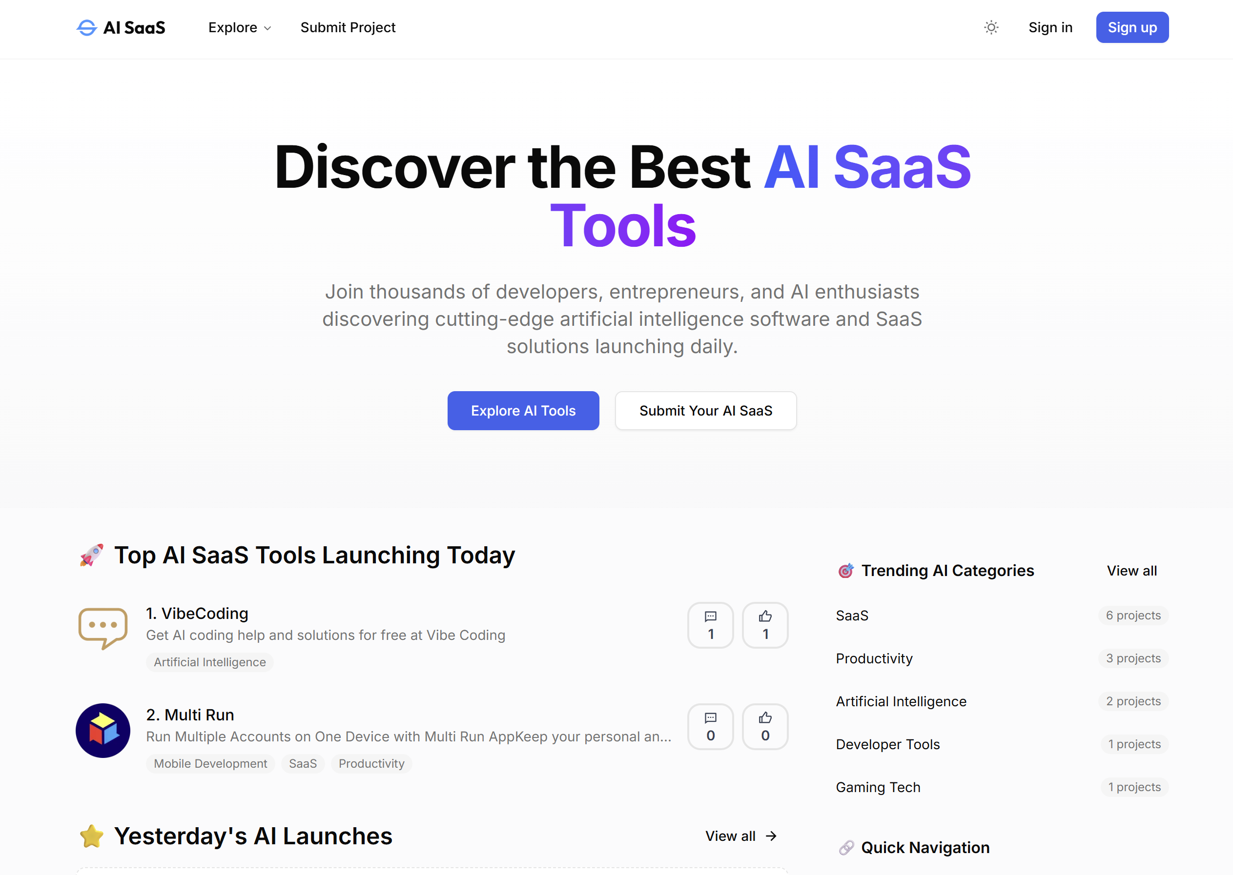 AI SaaS product screenshot