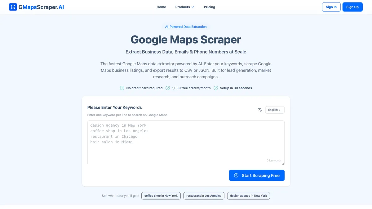 GMapsScraper.AI product screenshot
