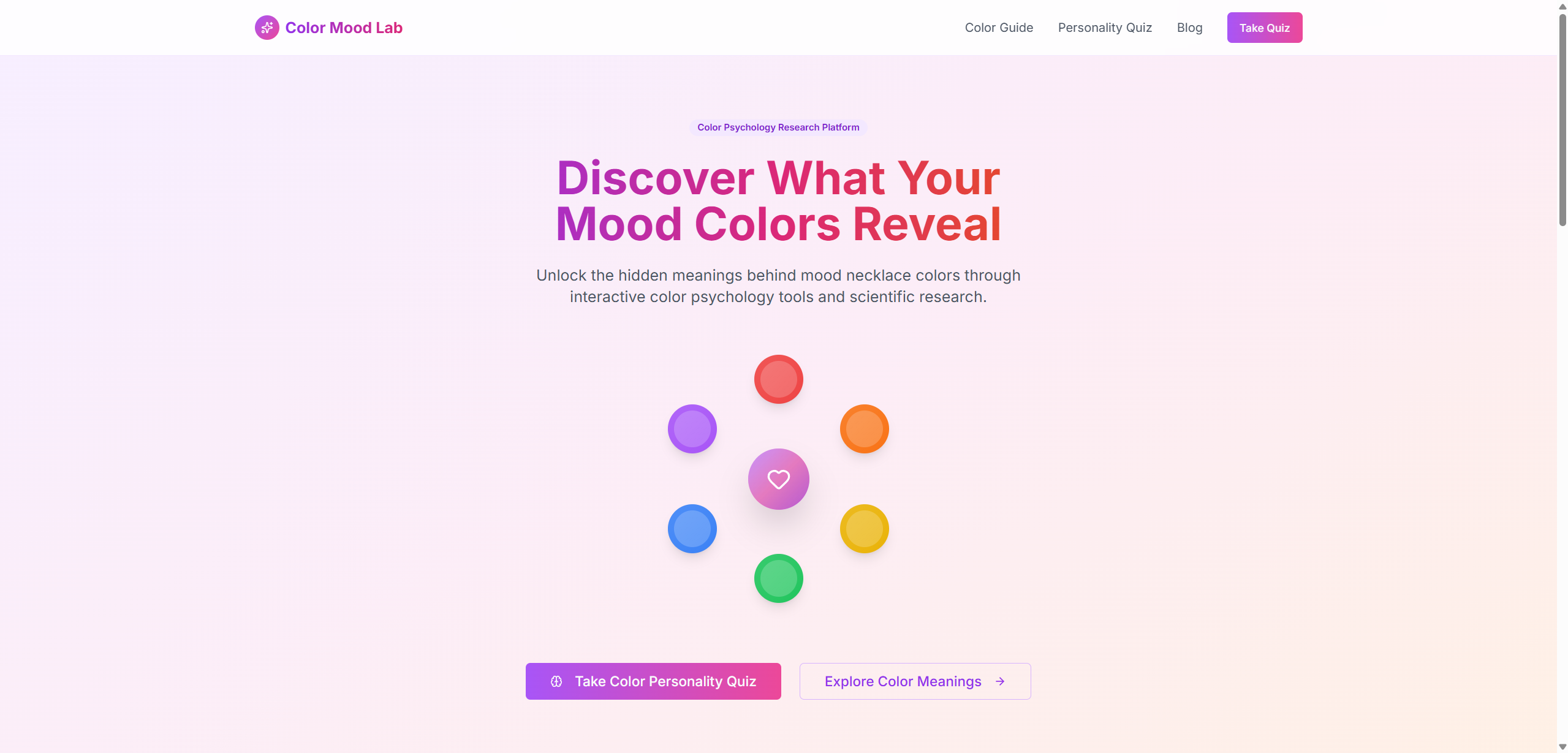 Mood Necklace Color Guide - Product Image