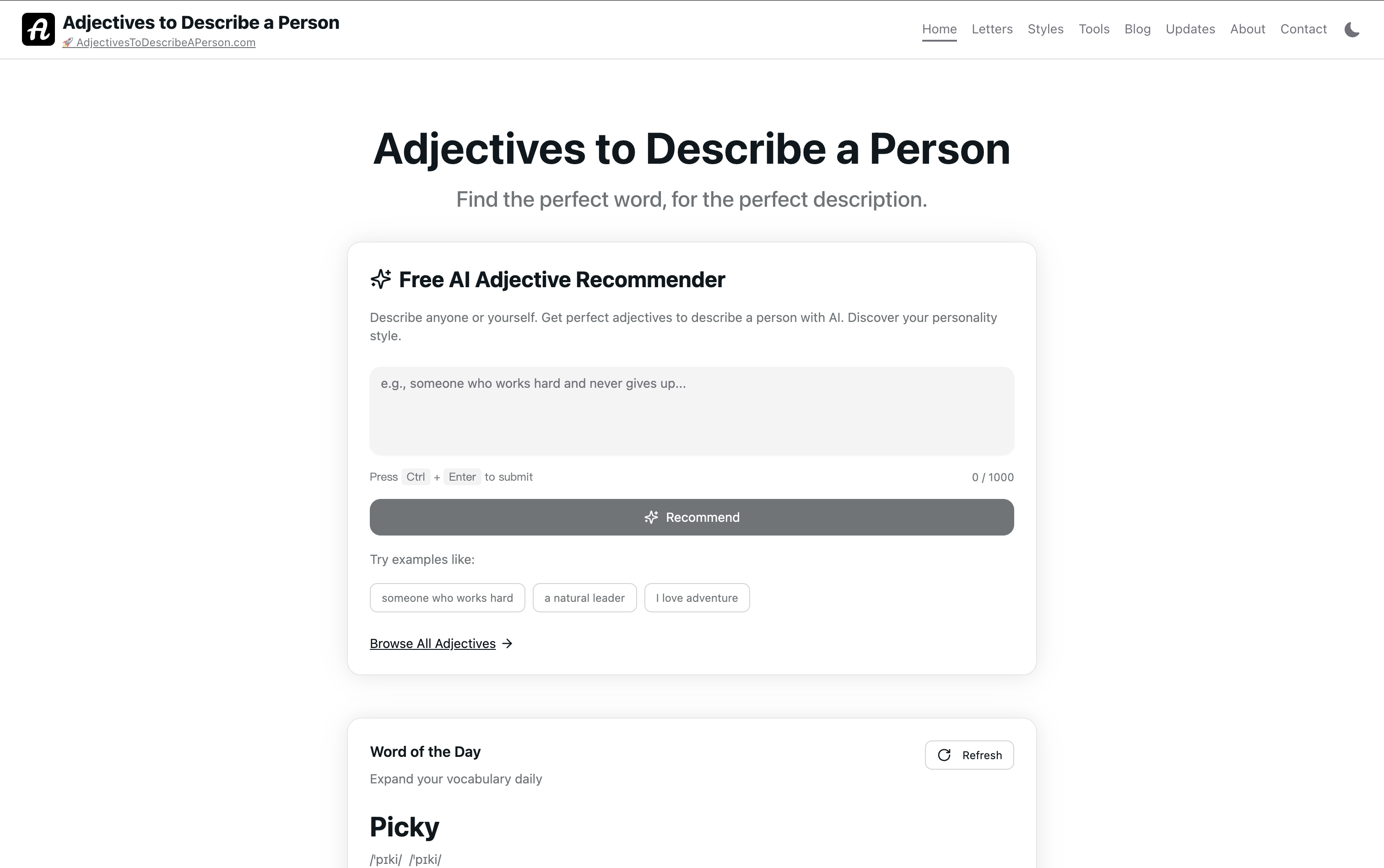 Adjectives to Describe a Person product screenshot