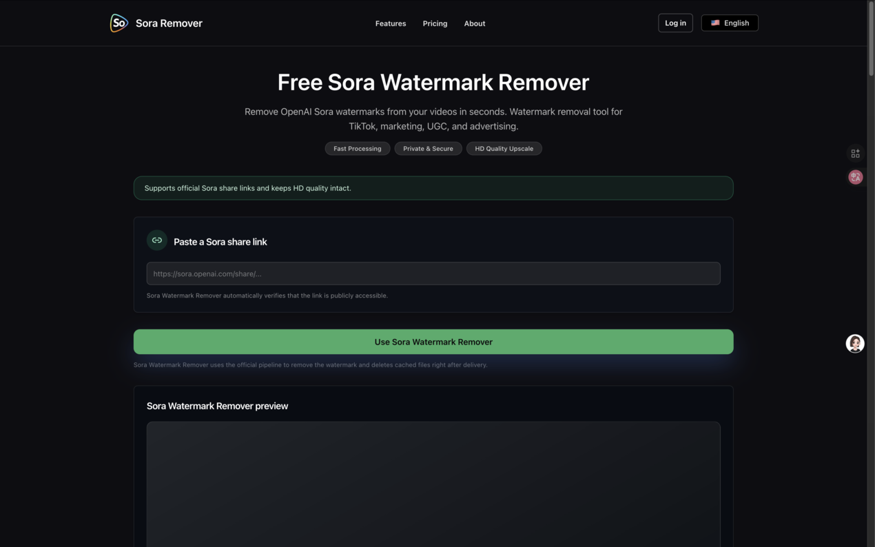 Sora Watermark Remover product screenshot