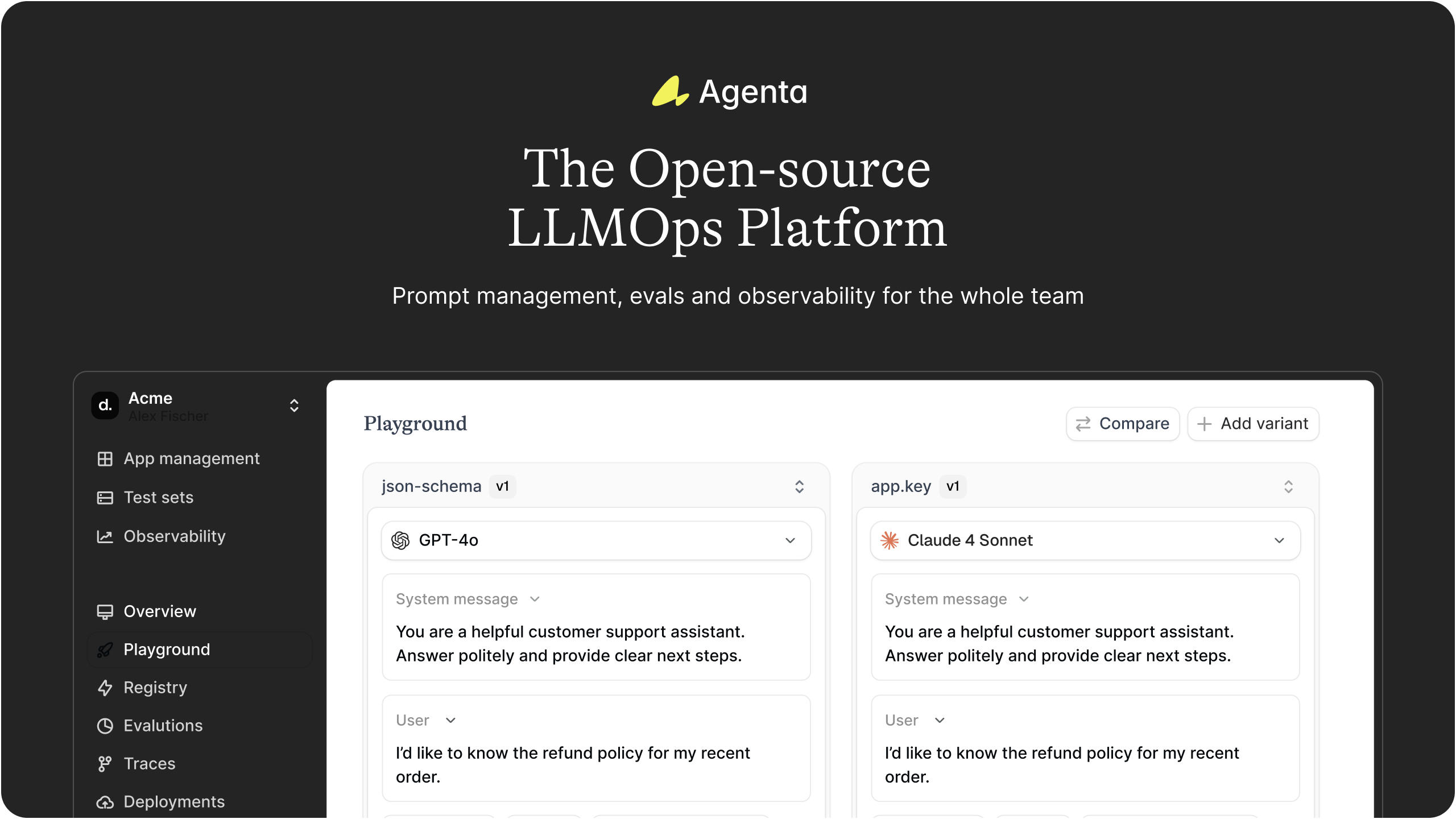 Agenta product screenshot