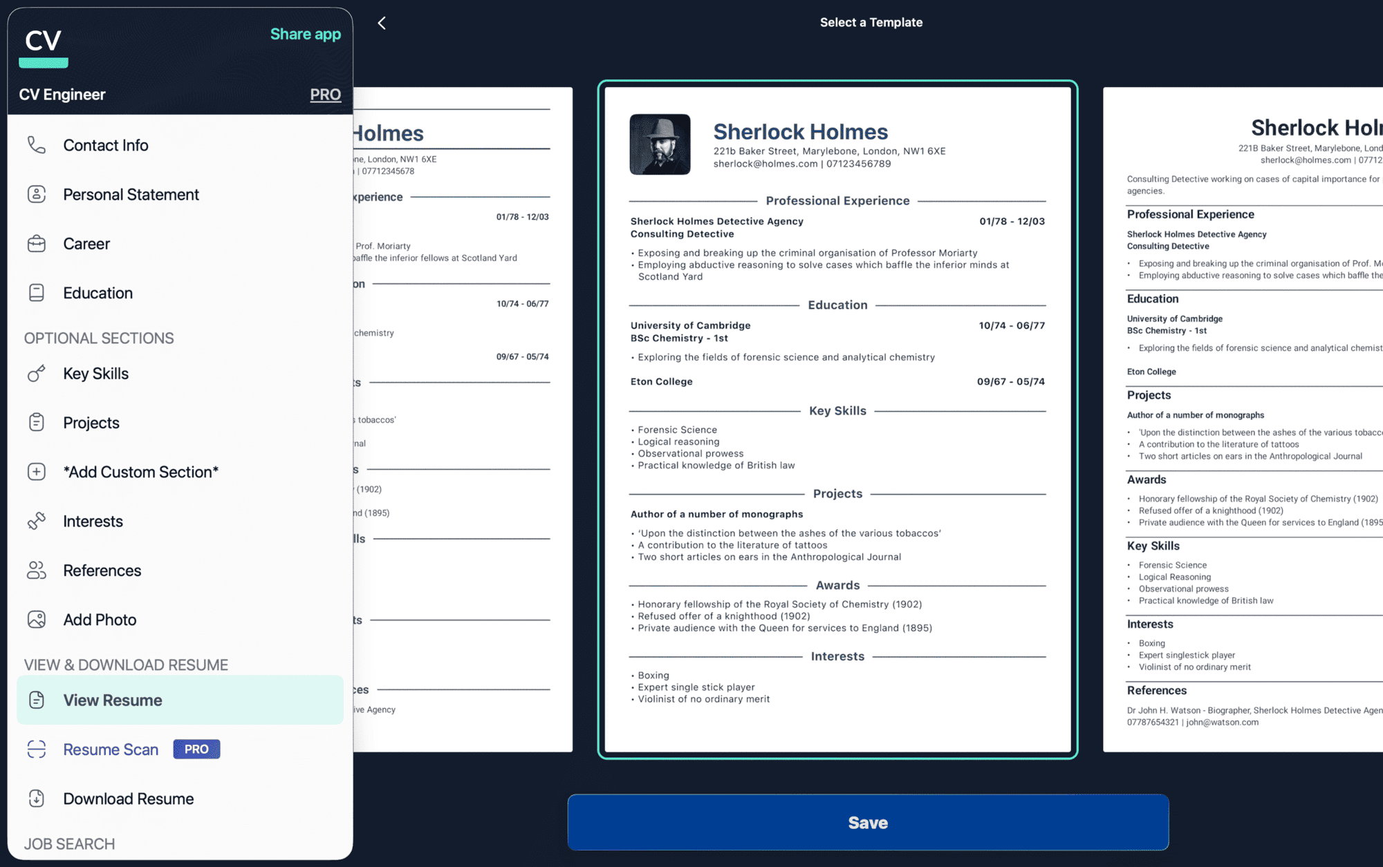 CV Engineer product screenshot