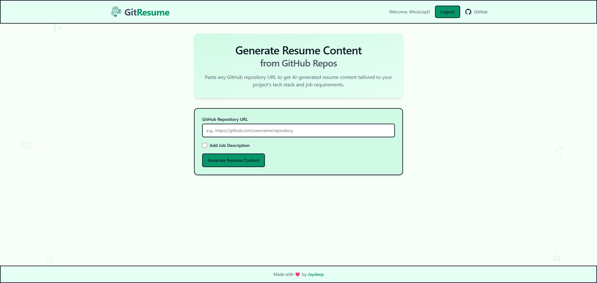 GitResume product screenshot