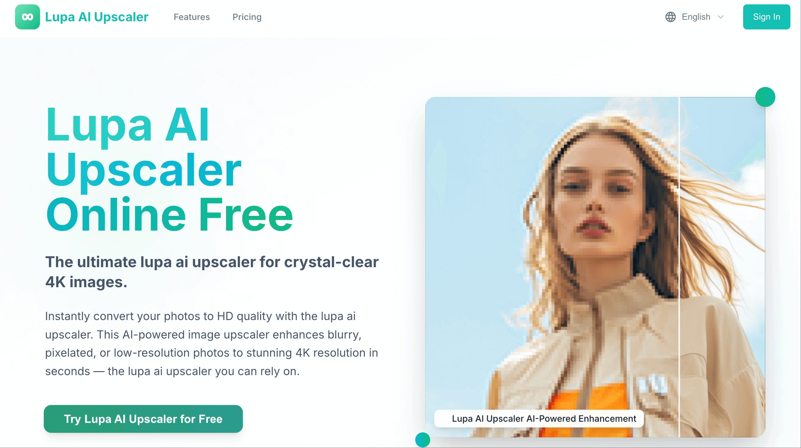 lupa ai upscaler product screenshot