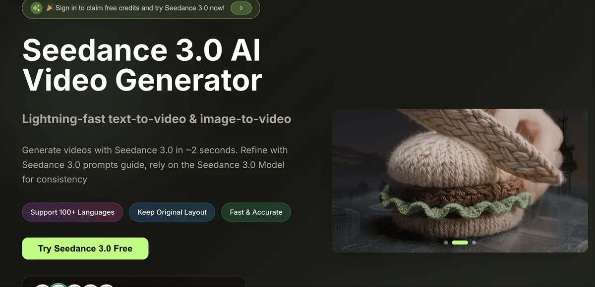Seedance 3.0 product screenshot