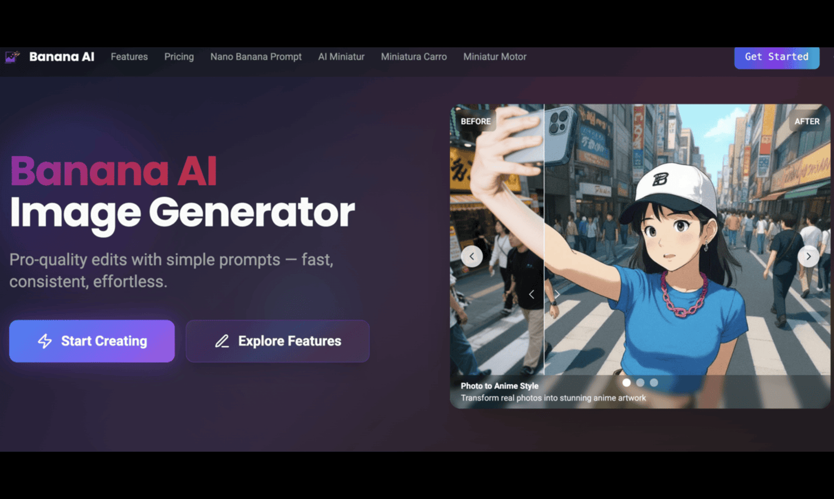 Banana AI product screenshot