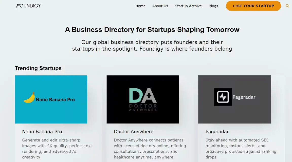 Foundigy product screenshot