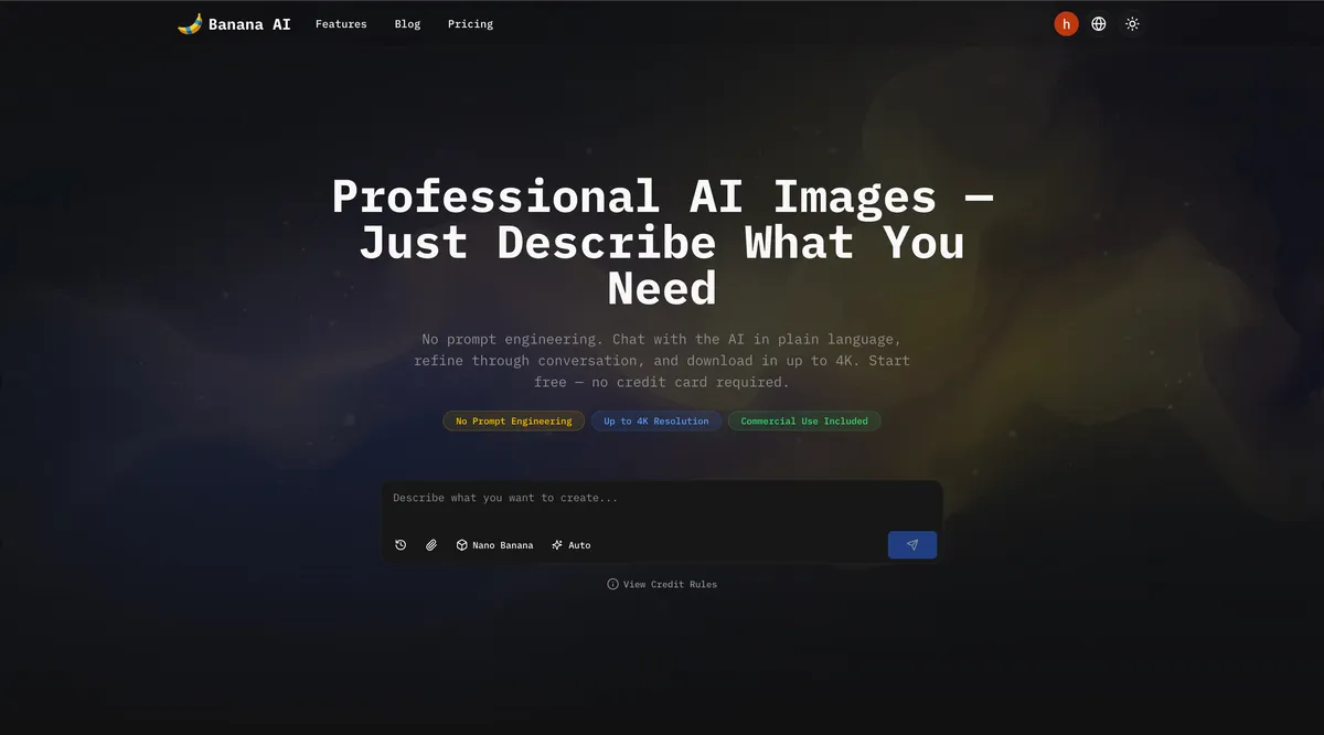 Banana AI product screenshot