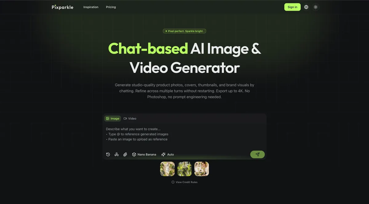 Pixparkle - Chat-based AI Image Generator product screenshot