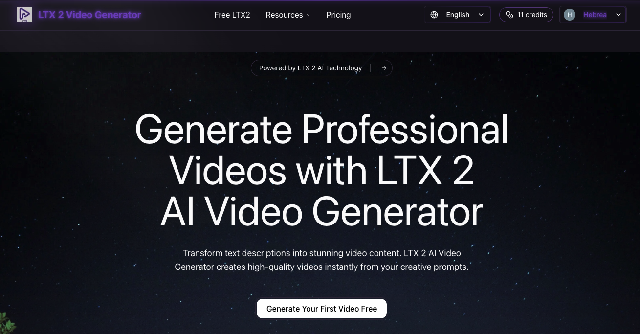 LTX 2 AI Video Generator product screenshot