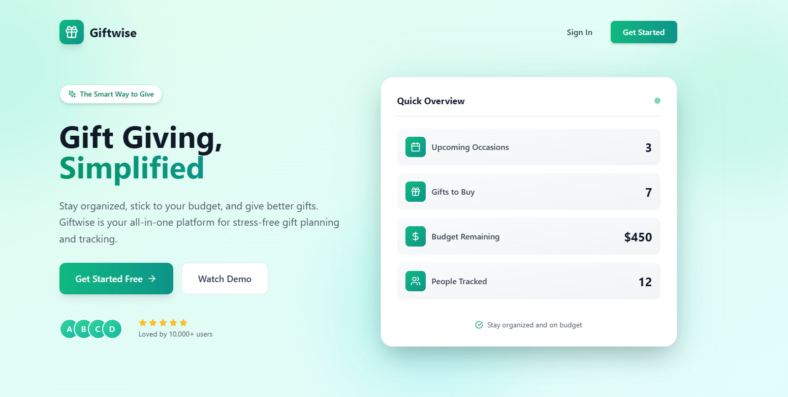 Giftwise product screenshot