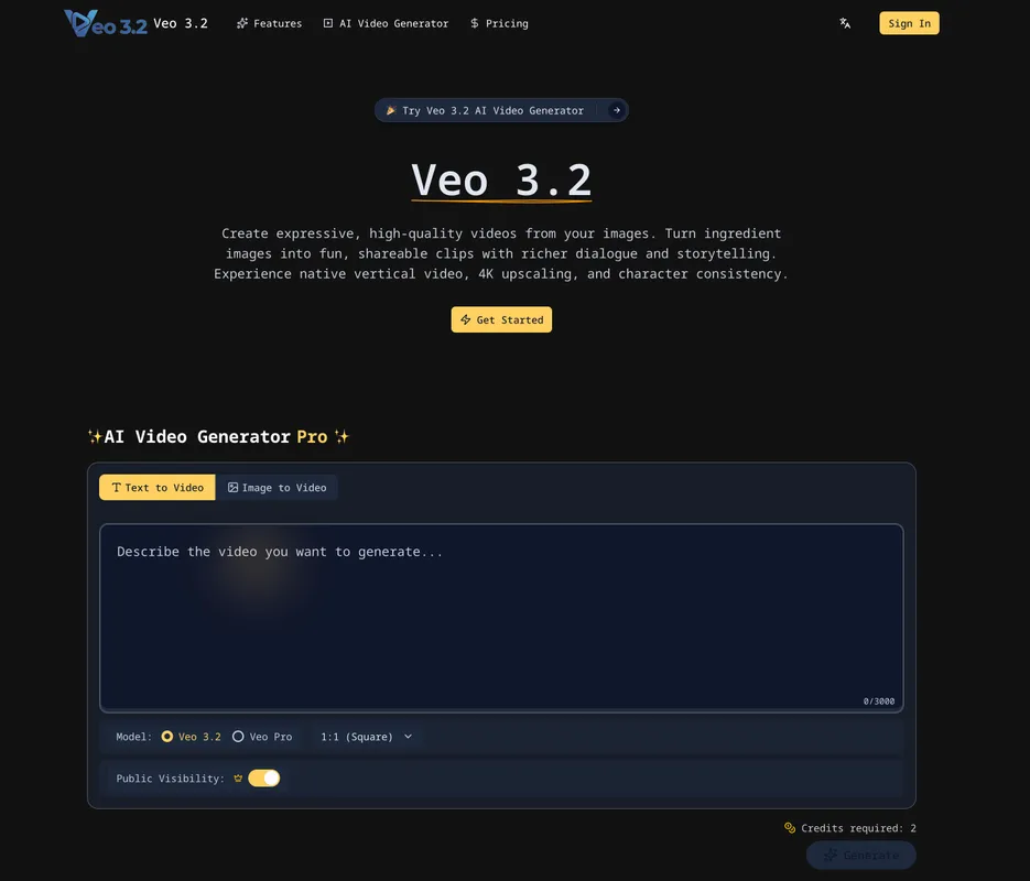 Veo 3.2 product screenshot