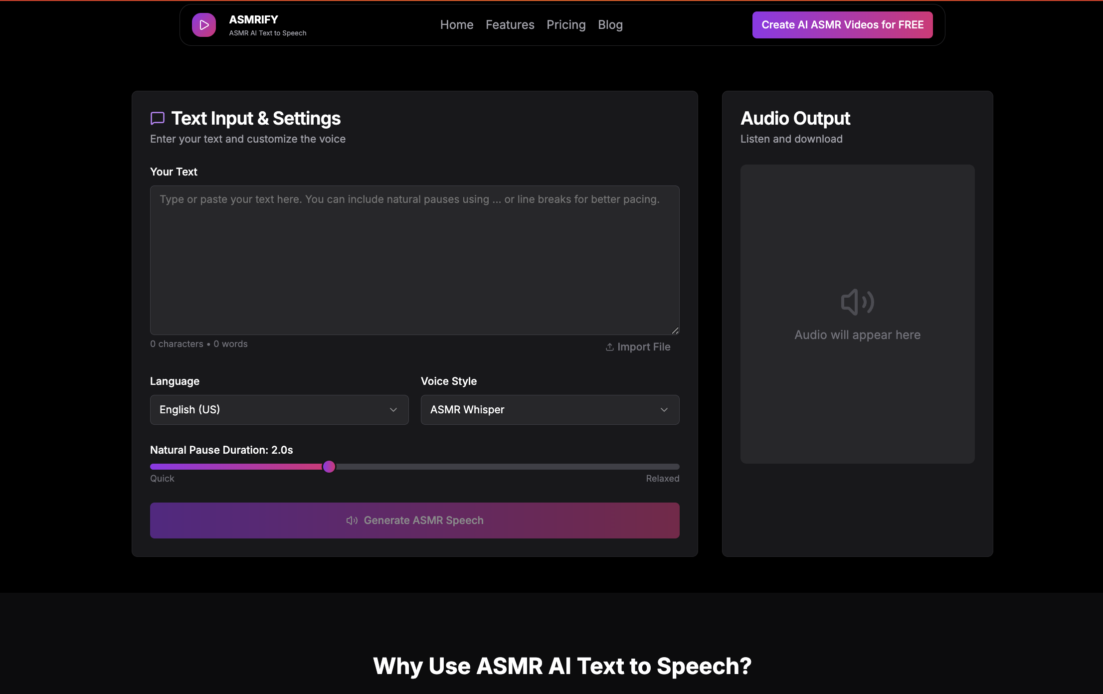 ASMRIFY product screenshot