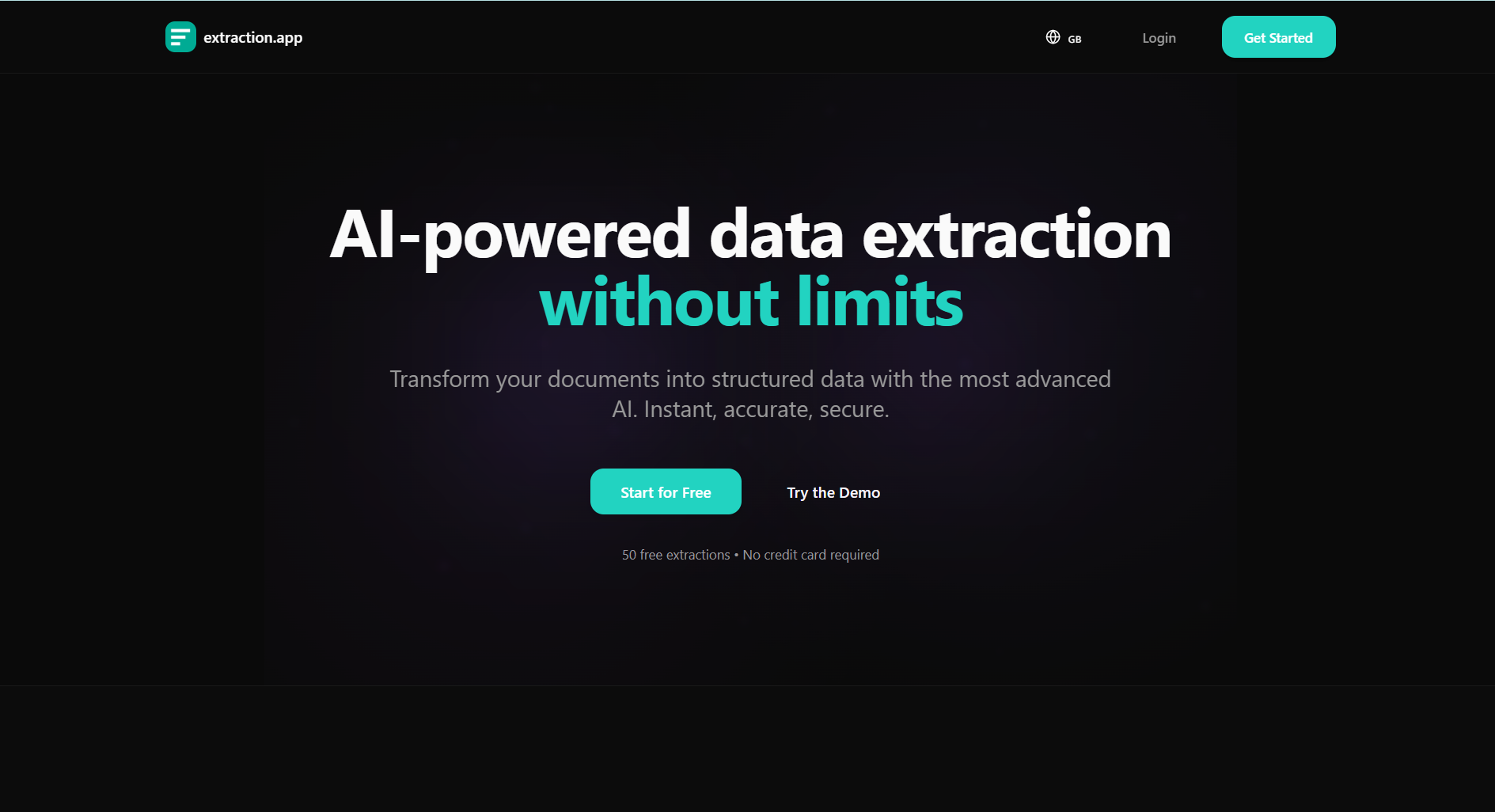 Extraction.app - Time-saving AI data extraction product screenshot