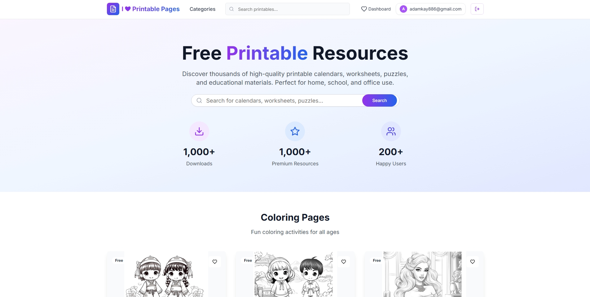 I Love Printable Pages product screenshot