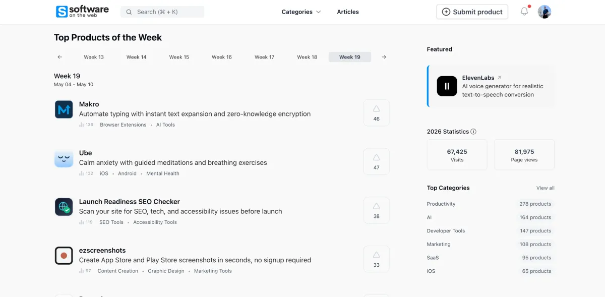 Software on the Web product screenshot