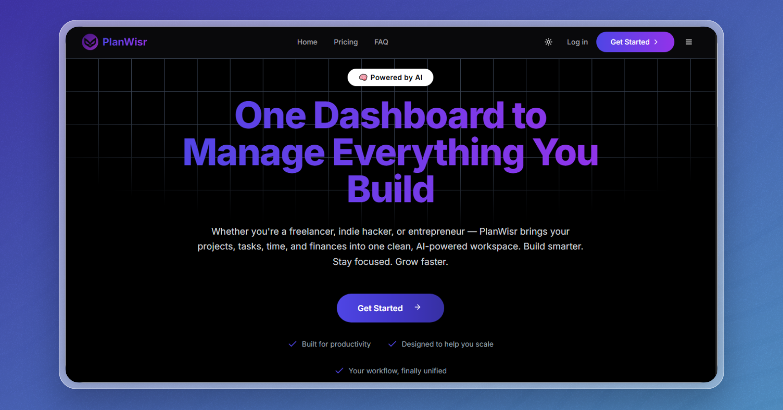 PlanWisr product screenshot