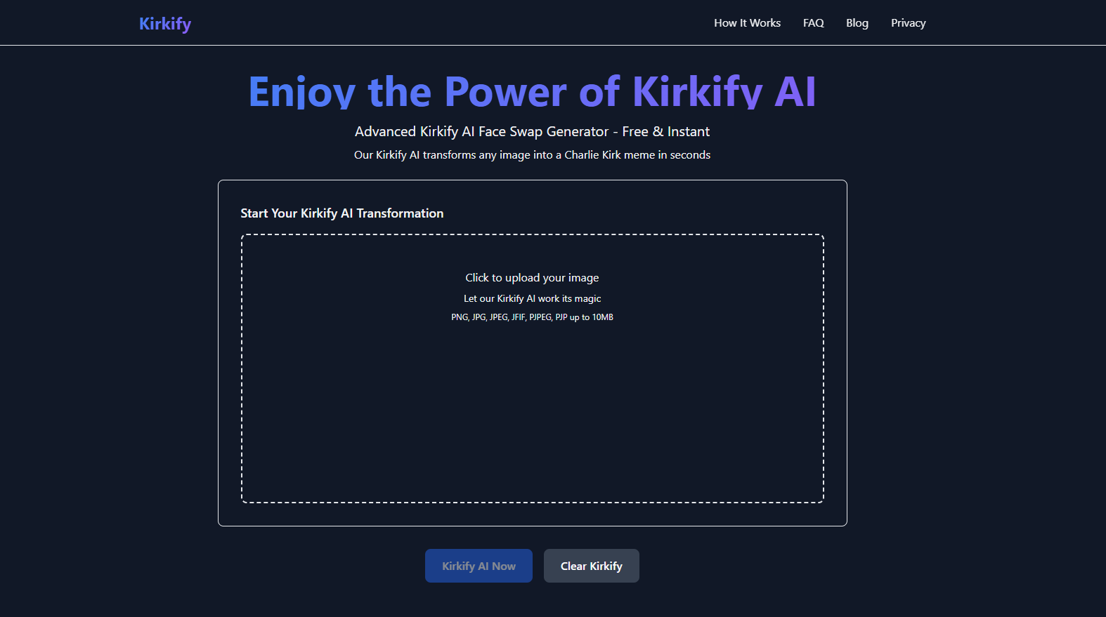Kirkify AI product screenshot