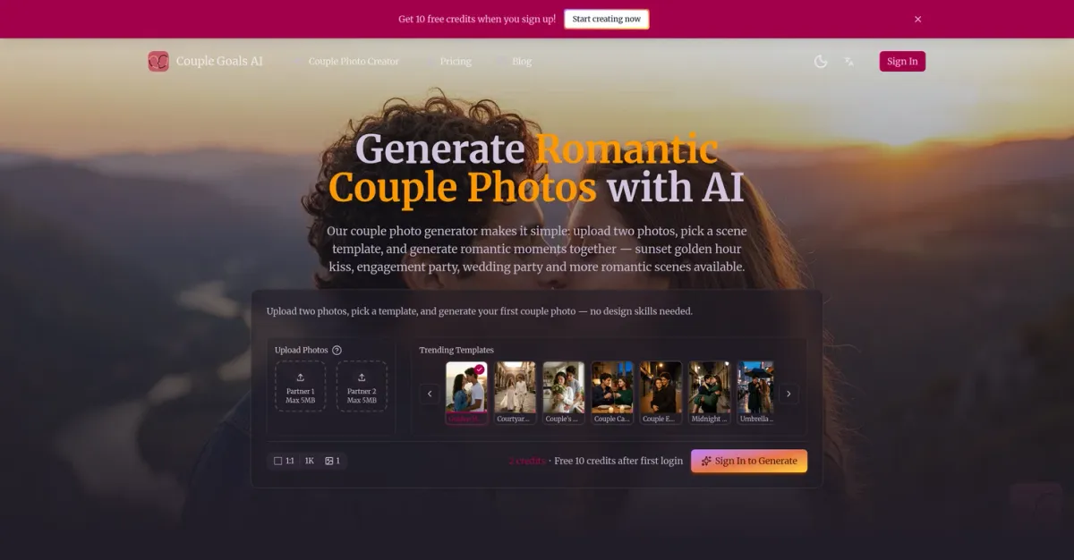 Couple Goals AI product screenshot