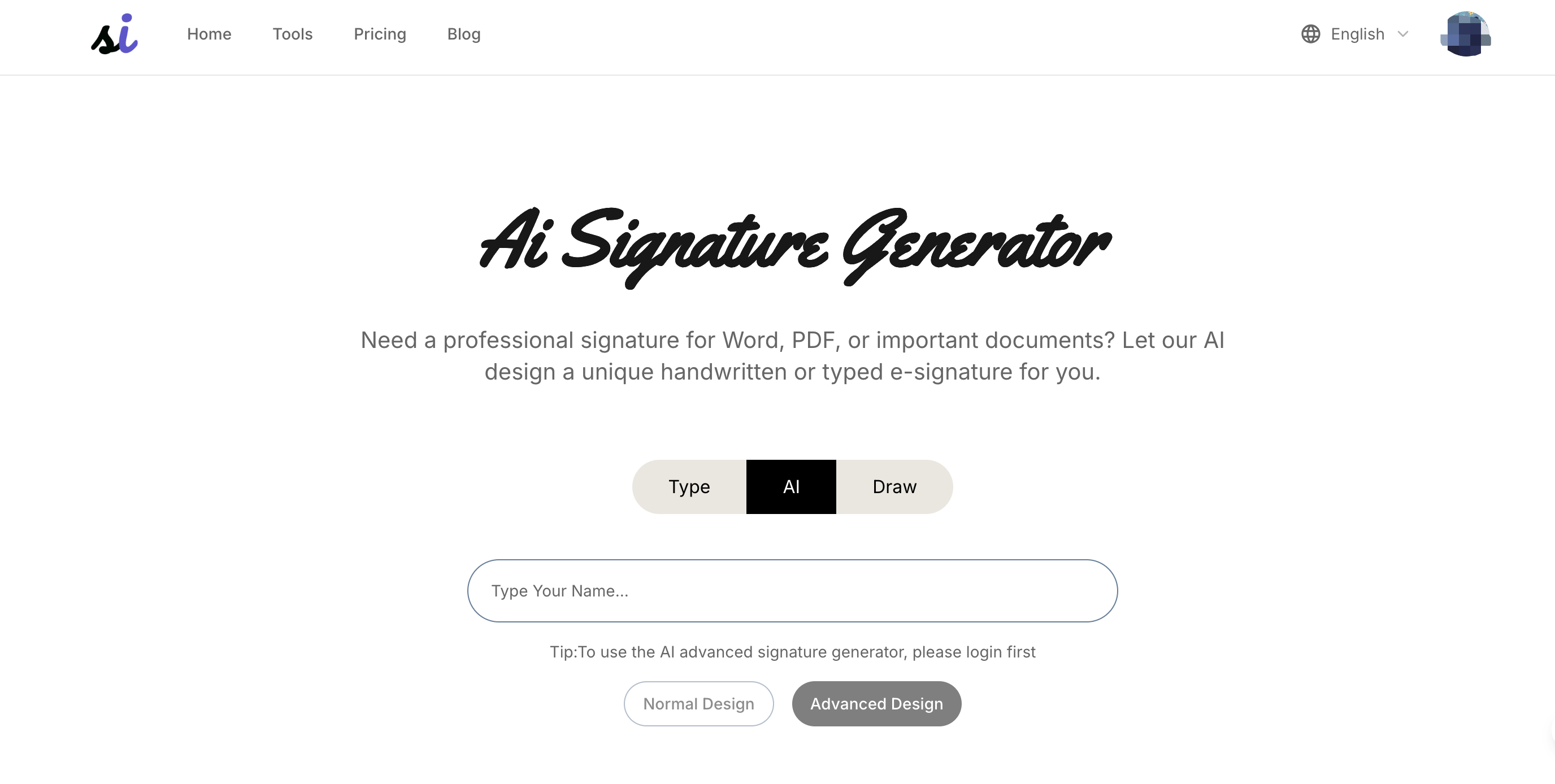 AI Signature Generator product screenshot