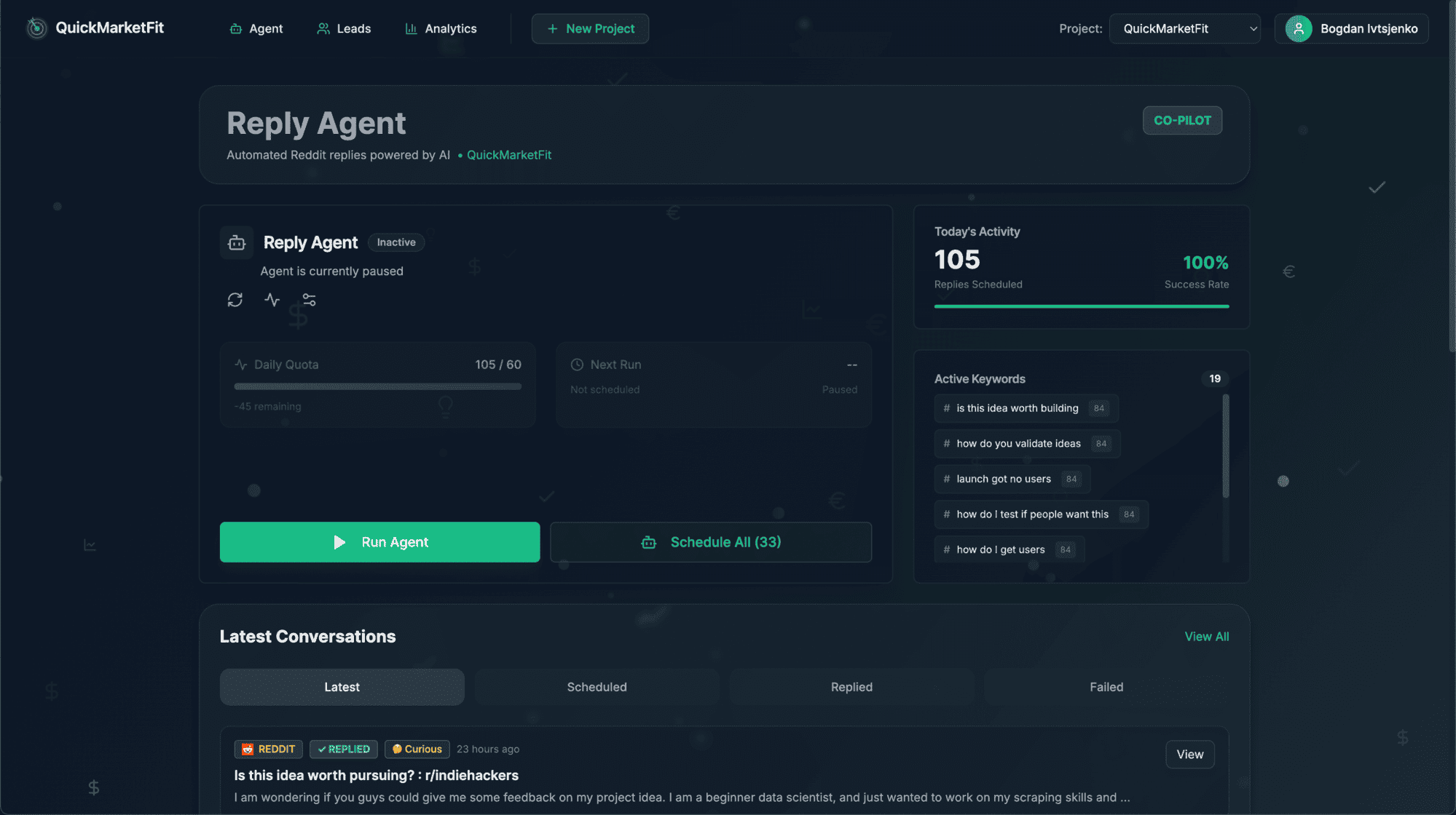QuickMarketfit product screenshot