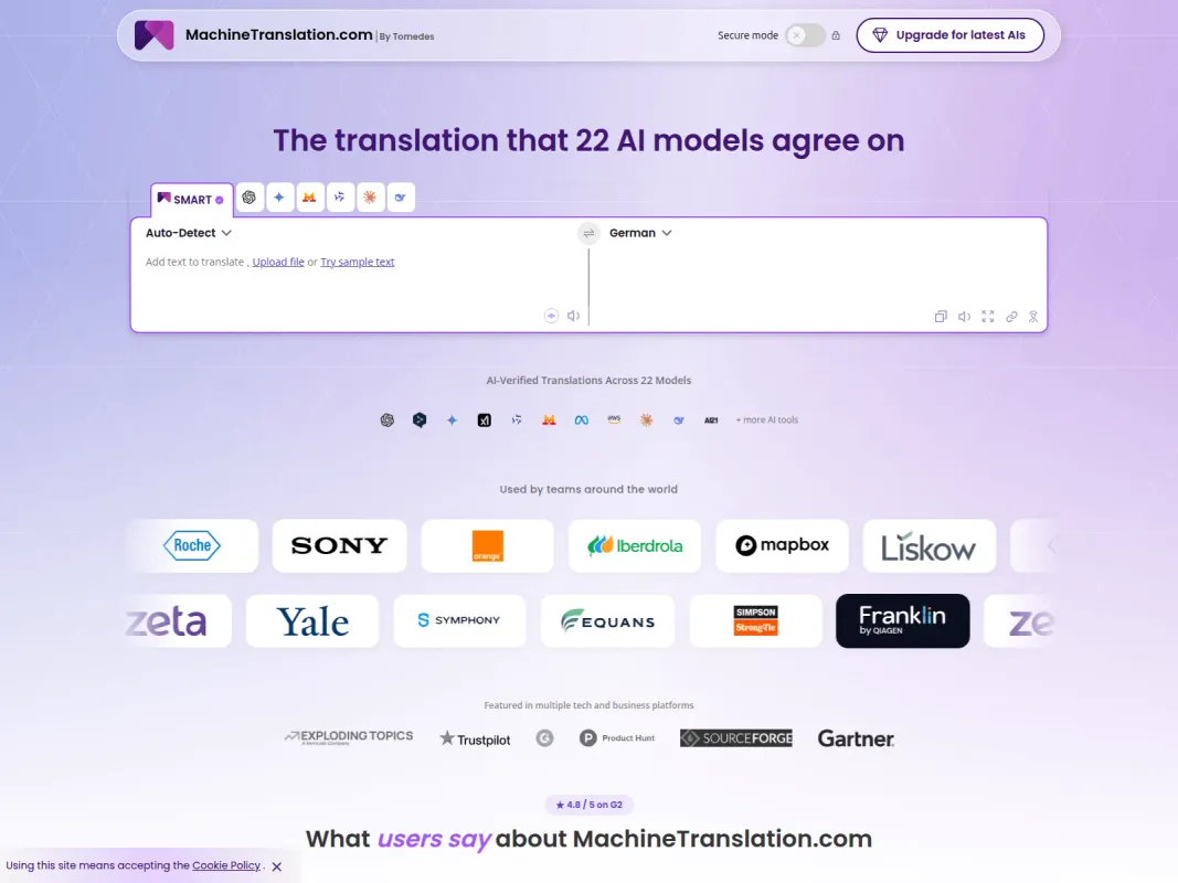 MachineTranslation.com product screenshot