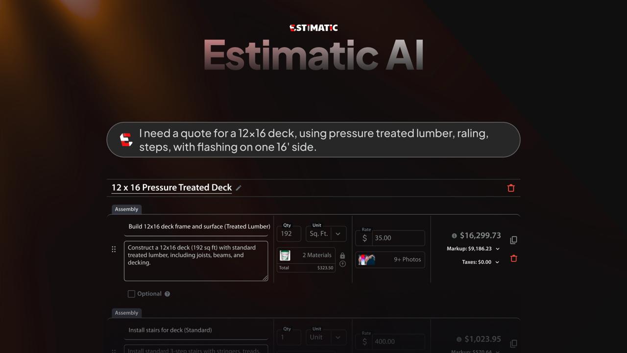 Estimatic AI product screenshot