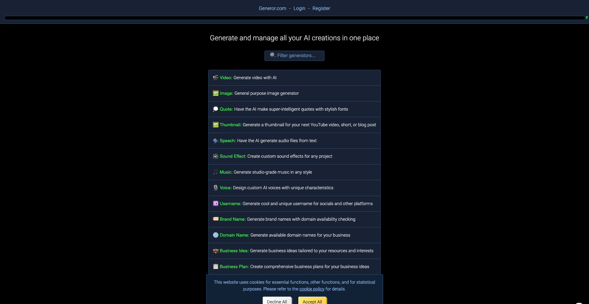 Generor product screenshot