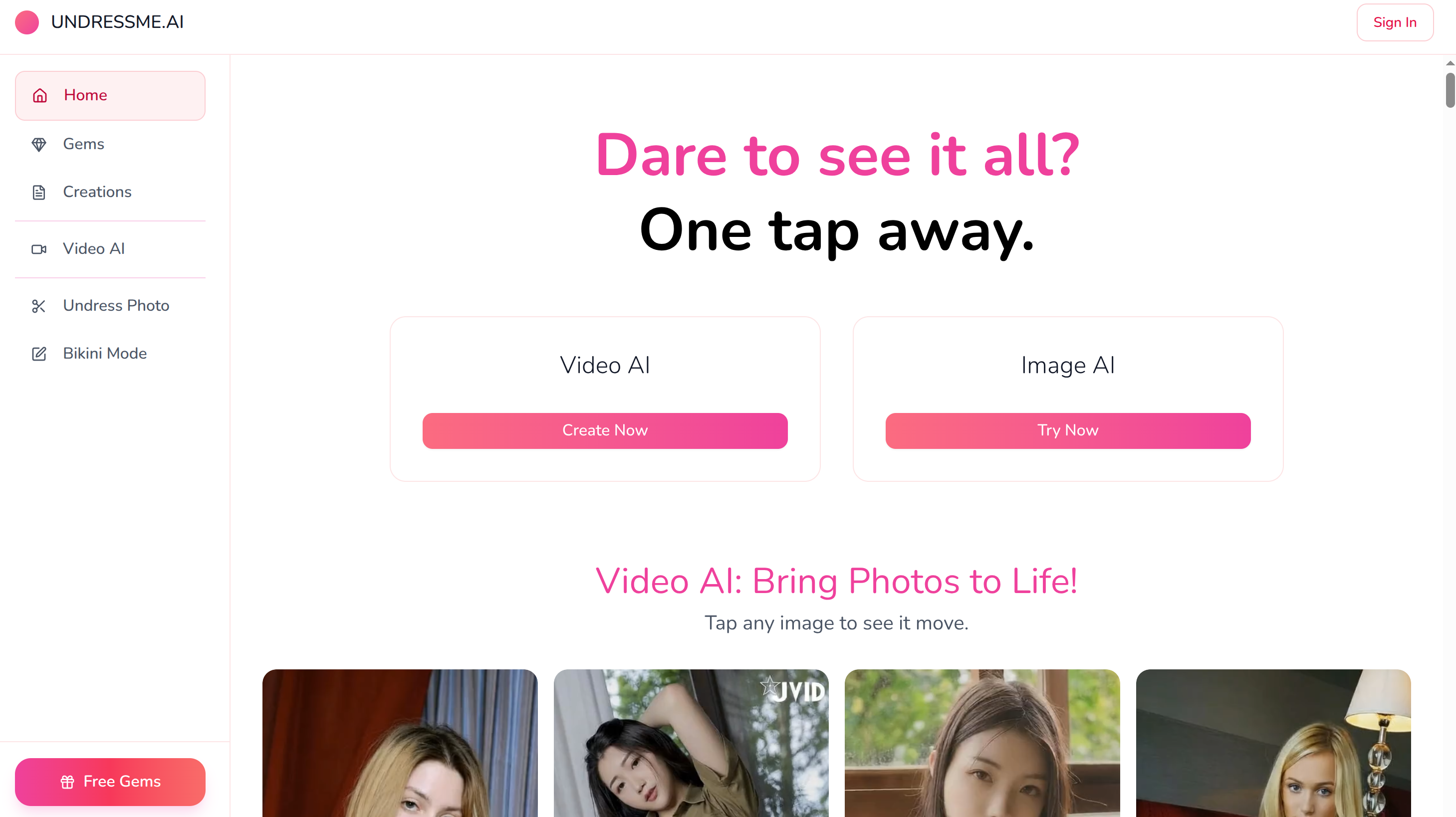UndressMe AI product screenshot