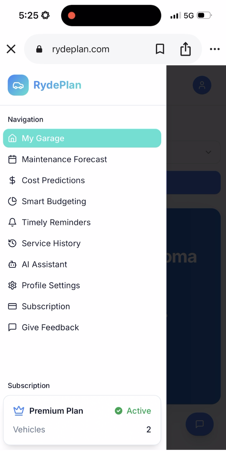 RydePlan product screenshot
