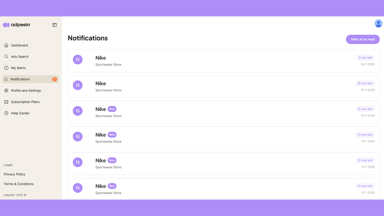 AdPeekr product screenshot
