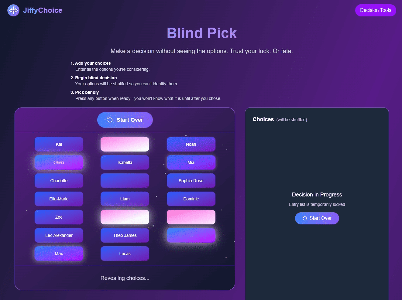 JiffyChoice product screenshot