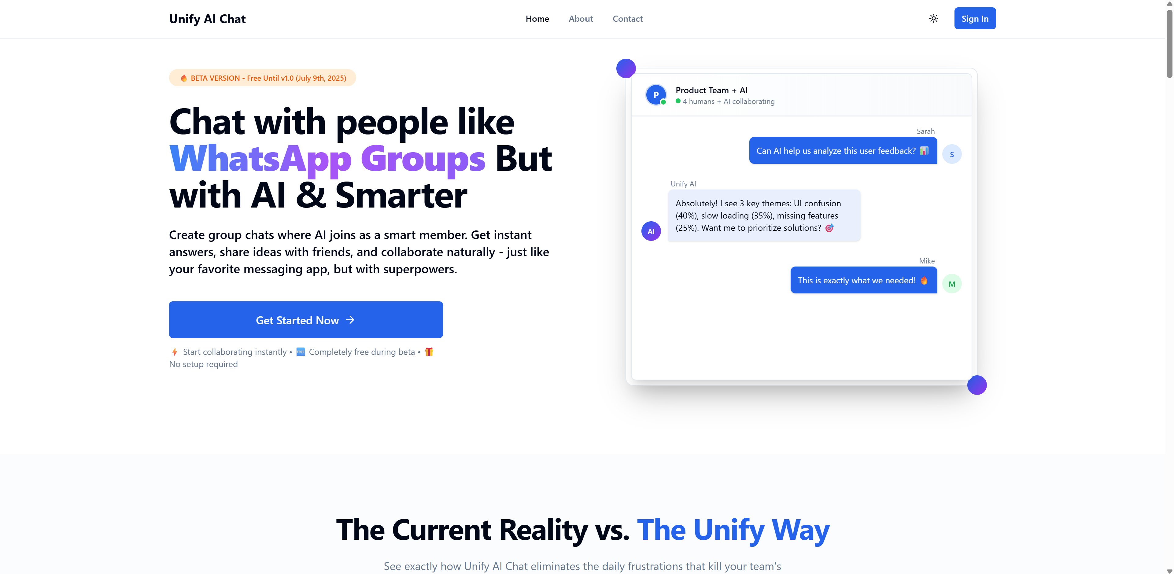 Unify AI Chat product screenshot