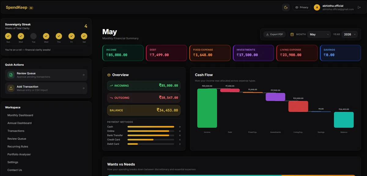 SpendKeep product screenshot