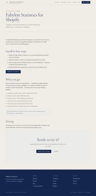 Fabylon Statistics for Shopify product screenshot