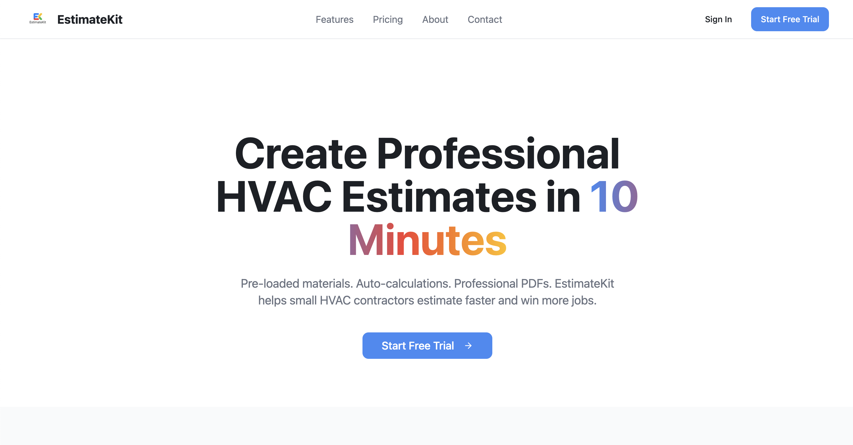 EstimateKit product screenshot
