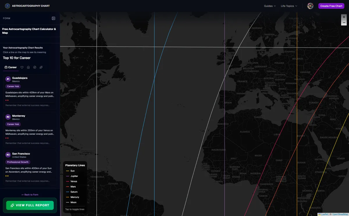Astrocartography Chart product screenshot