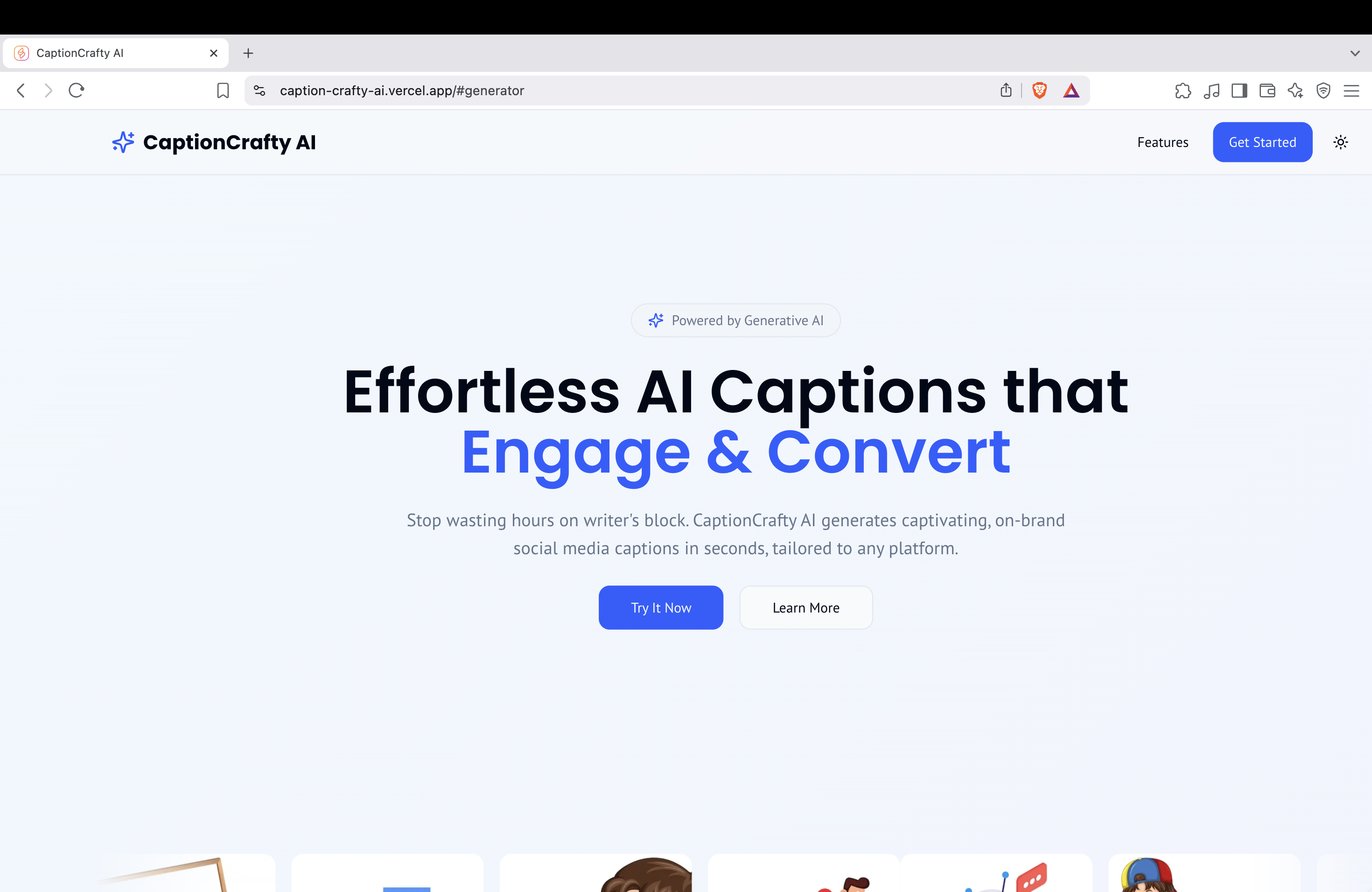 CaptionCrafty AI product screenshot