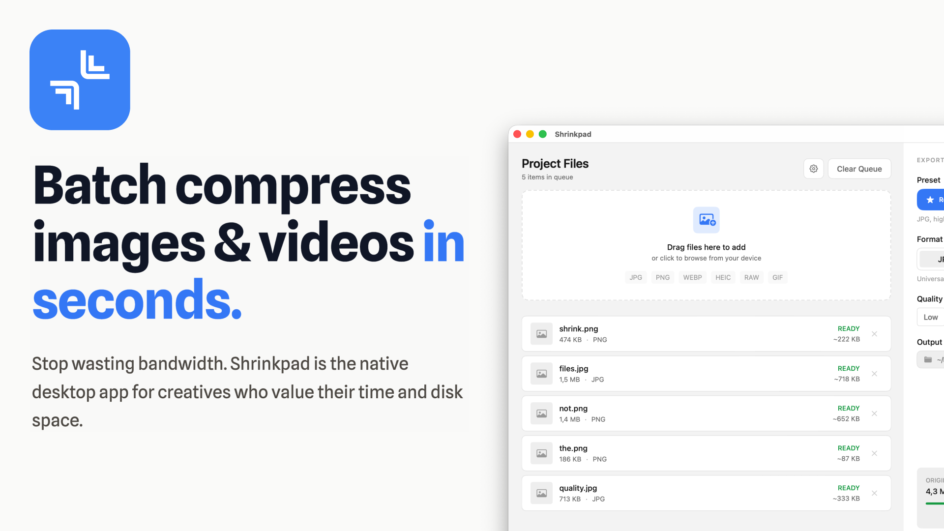 Shrinkpad product screenshot